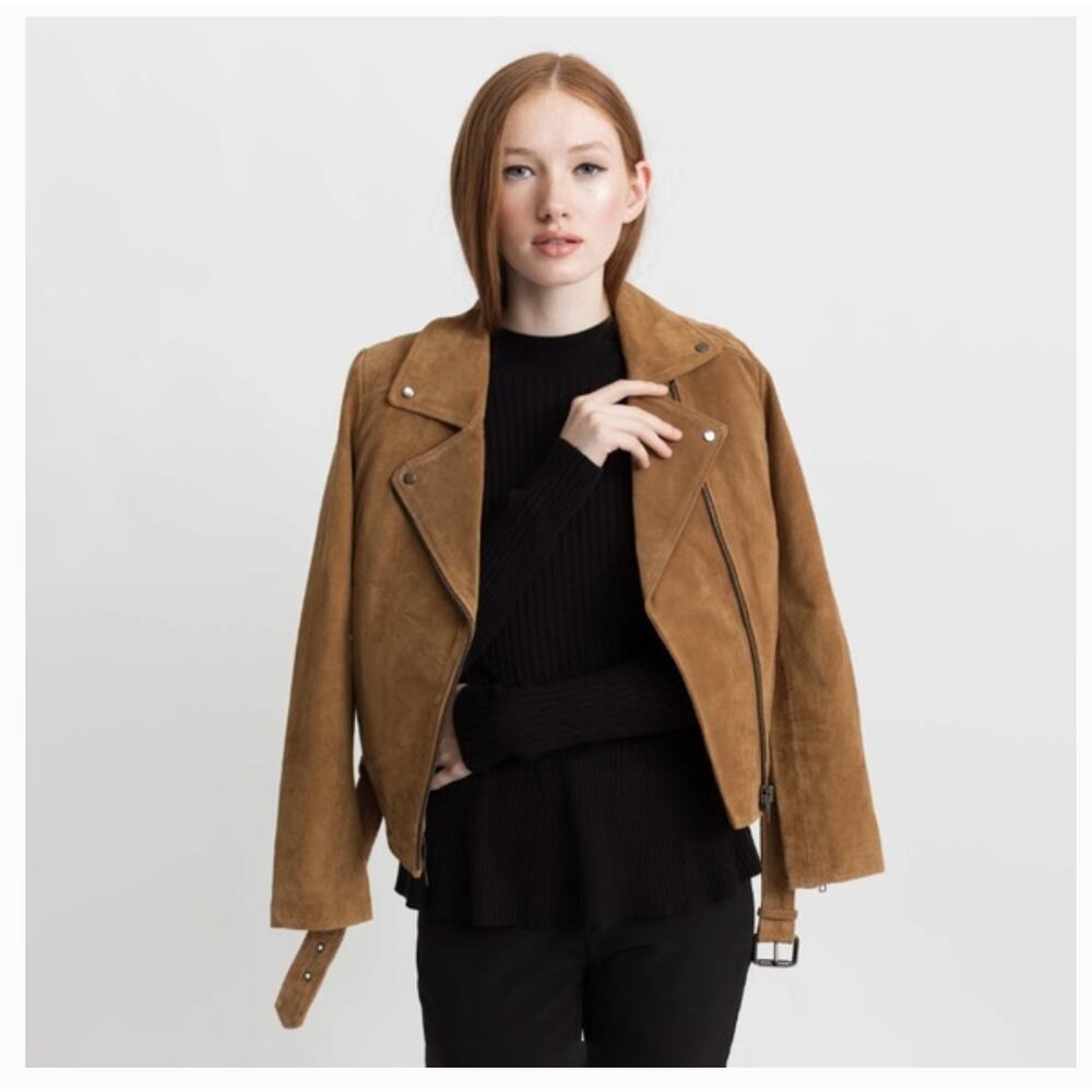 EUC $295 Modern Citizen 100% Leather Tan Suede Moto Biker Jacket